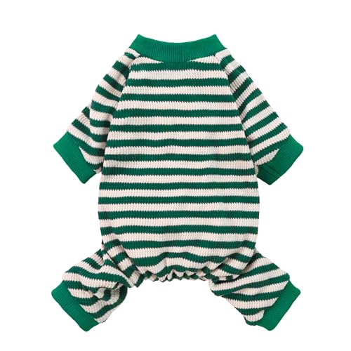 Green and White Striped Dog Pajamas (XX-Large / Green)