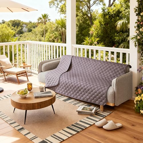 Waterproof Dog Blankets for Large Dogs (82x82 Inch (Pack of 1) / Dark Sea Fog/Light Sea Fog)