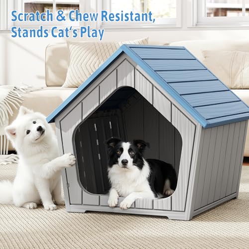 Small Dog House Outdoor Indoor (Blue / 23.43" L × 22.44" W × 22.24" H)