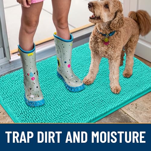 Dog Door Mat for Muddy Paws 54x32 (Teal / 54"X32")