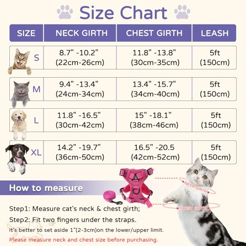 Vest Harness Leash Set for Small Dog Large Cat (Pink / XL)