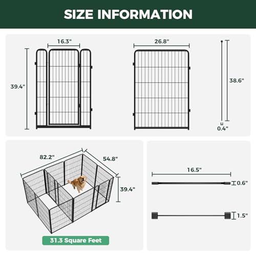 Homeplus Indoor Dog Playpen with Divider Connectors (Black / 40"H)