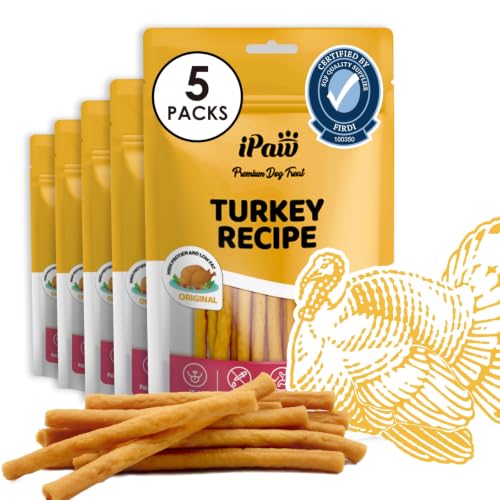Turkey Dog Treats (3.5 Ounce (Pack of 5) / Original, Thin Stick)