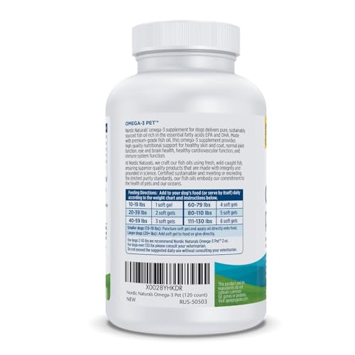 Omega 3 Fish Oil for Dogs with EPA + DHA (120 Count (Pack of 1))
