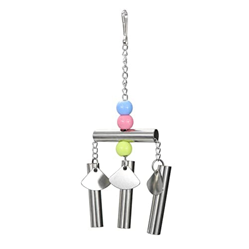 Stainless Steel Bird Bells String Toy Hanging Chew for Parrots (C (Bird Bell Toy))