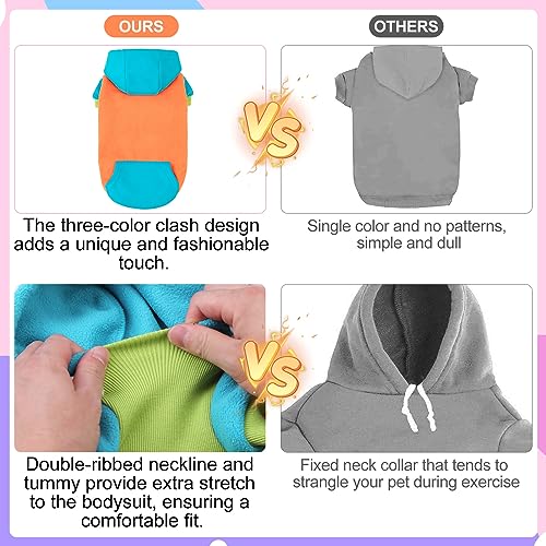 Fleece Dog Hoodie Sweatershirt with Pocket and Leash Hole (Large / Orange)