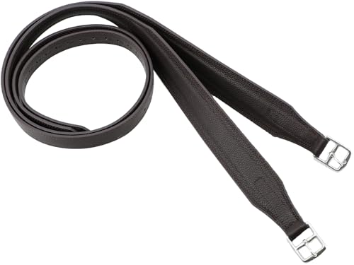 Stability Stirrup Leathers for English Saddle Wide Body English Stirrup Leathers for Equestrian Riding (62" / 155cm / Dark Coffee)