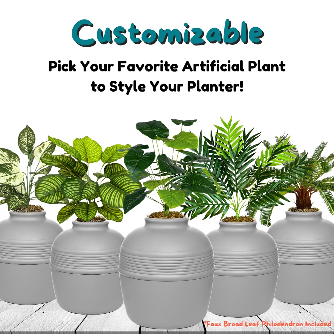 Original Hidden Litter Box Planter (Broad Leaf Philodendron / Base Kit / Pebble Gray)