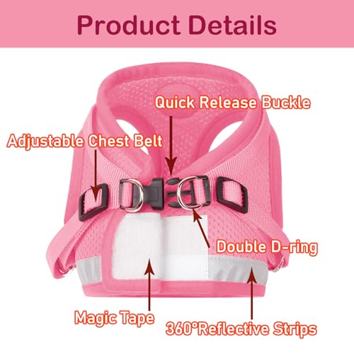 Cat Harness and Leash Set (L (Chest: 15" - 17") / Pink)