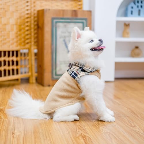 Fleece Dog Sweater for Small Medium Dogs (Beige / Small)