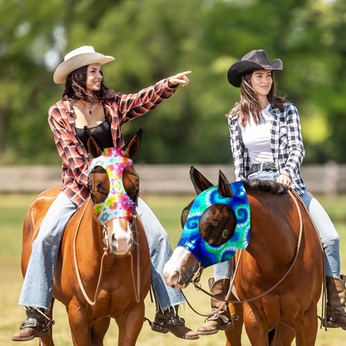 12 Pieces Horse Fly Mask Bulk (Tie Dye Patterns / Large)