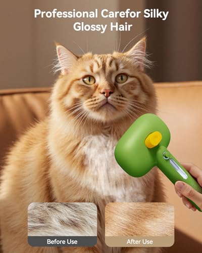 3-in-1 Pet Steam Brush,Spray Hair Removal Detangling Comb,Green (Green)