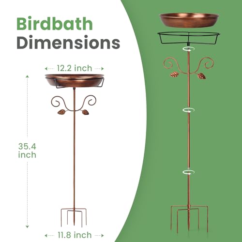 35.4" Gold Metal Bird Bath & Feeder