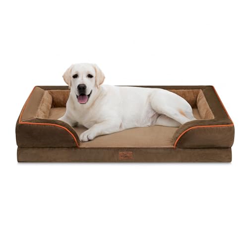 Waterproof Orthopedic Dog Beds for Extra Large Dog (45.0"L x 35.0"W x 8.5"Th / Brown)