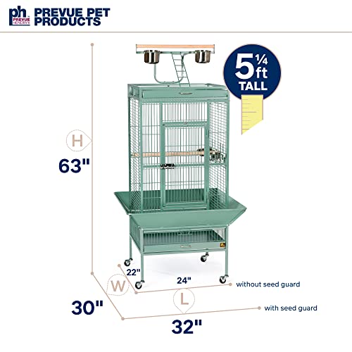 Wrought Iron Select Bird Cage Seed Guard (Sage Green / 24.0"L x 20.0"W x 60.0"H)