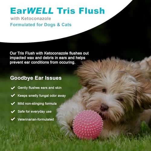 EarWELL Tris Flush Dog Ear Cleaner Solution 12oz (12 ounces)