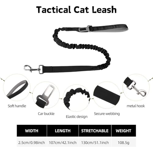 Cat Harness and Leash Set for Walking Escape Proof Adjustable Reflective Large Cat Tactical Harness with Patches Breathable Summer Vest Soft Mesh Padding Handle Easy to Control (Black / S)