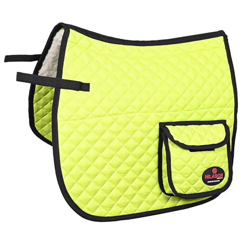 Western Horse Luxury Quilted Saddle Pads with Pockets (Lime Green)