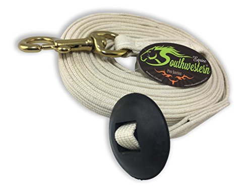 Lunge Line for Horses Cotton Horse Lunge Line with Bolt Snap & Rubber Stop (White / 24')