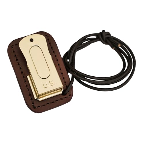 Brass and Steel Pet Training Clicker Puppy Dog Training Cricket Clicker U.S. Engraved WII Military Gear Metal Clicker (Clicker (with Leather Gripper))