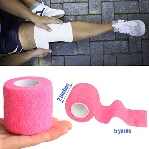 2 Inches Self Adhesive Bandage Wrap Cohesive Wrap (2 Inch / Pink)