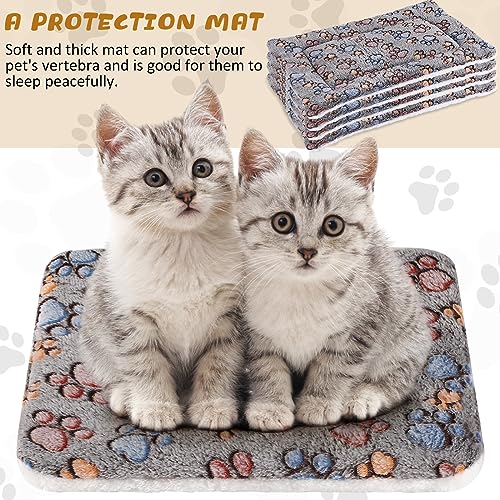 4 Pack Soft Pet Bed Mat Small Dog Crate Fleece (13 x 19 Inches / Gray)