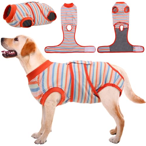 Recovery Suit for Dogs Cats (2x-large (Back:24.8-29.5'', Weight:70+ Lb) / Pastel Rainbow)