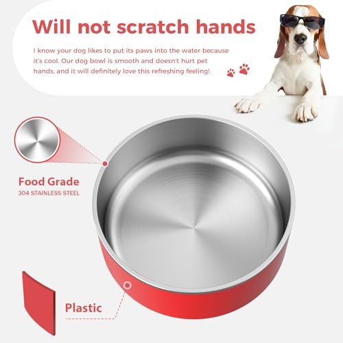 Dog Bowl Stainless Steel Food and Water Bowl (40 oz / Red)