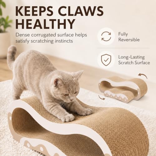 Simple Delxue 2 in 1 Cat Scratcher Cardboard Lounge Bed (2 IN 1 Large Wave)