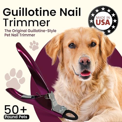 Guillotine Dog Nail Clippers for Large Dogs (Raspberry Red / Large)