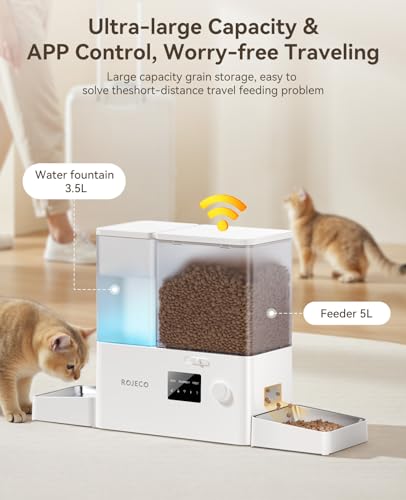 Automatic Cat Feeder and Water Dispenser (White / 8.5L-WiFi)