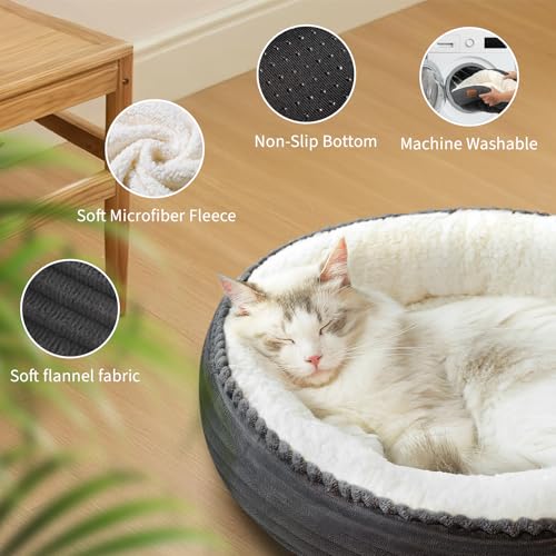 20in Dark Grey Round Dog Bed Sofa for Dogs Cats (Dark Grey / Small)