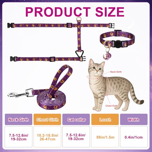 2 Pack Cat Harness and Leash (Black Purple)