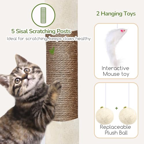 52in Cat Tree Tower for Indoor Cats (Beige / L)