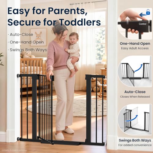 30 43" Baby Gate for Doorways (Black / 30"-43" W x 30.5" H)