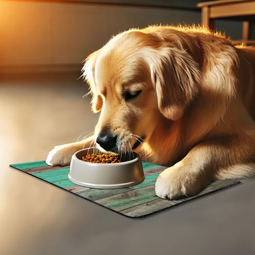 Rustic Pet Mat for Food and Water (Green Brown)