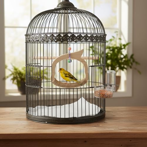 Wooden Bird Swing Toy with Rope Swing (colorful)