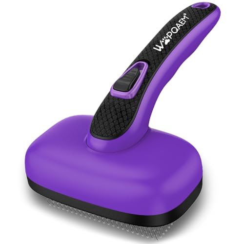 Self Cleaning Slicker Brush for Dog and Cat Shedding (Purple)