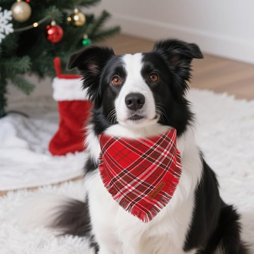 Christmas Dog Bandanas with Tassels Edges (X-Large / Christmas-3)