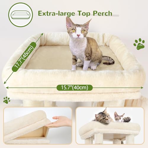 Heavy Duty Cat Trees for Big Cats Maine Coon (Beige / 61inch)