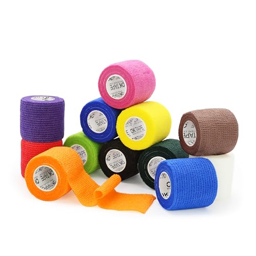 Self Adherent Cohesive Bandages Wrap 12Packs 2" x 5 Yards (Mix Color 01 / 2 In x 5 Yards)