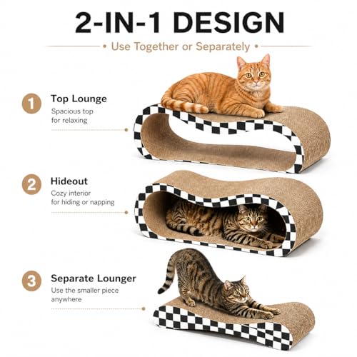 2 in 1 Large Cardboard Cat Scratcher Lounger (2 IN 1 Large Checkerboard)