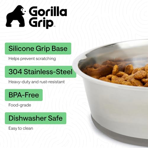 Dog Bowl Food Grade Stainless Steel Water Bowls (Gray / 2 Cup - Single Bowl)