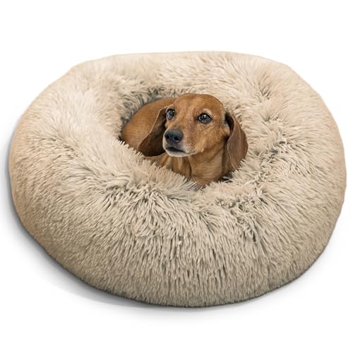 Original Calming Donut Dog Bed (Taupe Shag / Small)