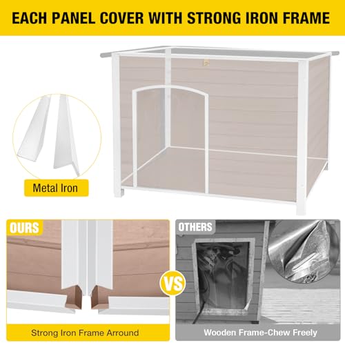Dog House Outdoor & Indoor Wooden Dog Kennel for Winter with Raised Feet Weatherproof for Small & Medium & Large Dogs (43.3"Light Brown)