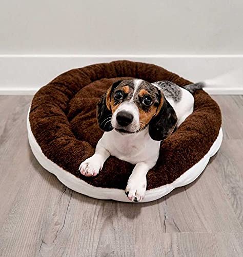 Soft Plush Small Cute and Cozy Food Dog Cat Bed (Cookies and Cream)