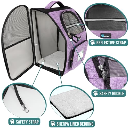 Dog Backpack Carrier Airline Approved Cat Pet Puppy Bag (Heather Purple)