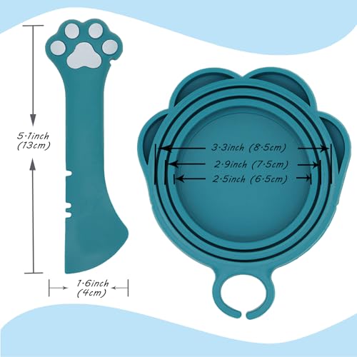 Cat Food Can Spoon & 3 Pcs Can Lids (Cat Paw / Dark Blue)
