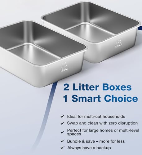 2 Packs Stainless Steel Cat Litter Box