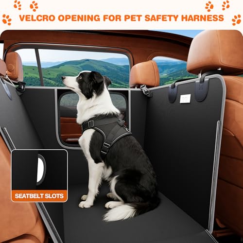Half Dog Car Seat Cover for Back Seat (Black with Mesh Window)